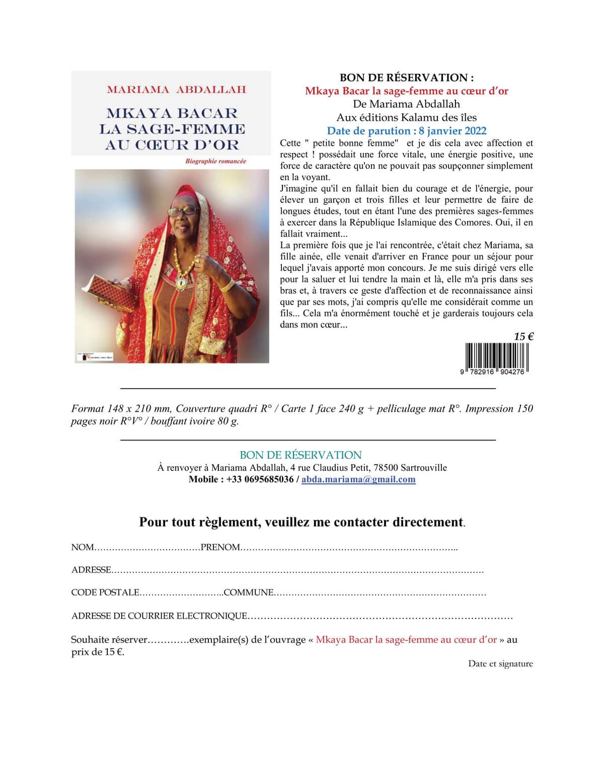 « Mkaya Bacar, la sage-femme au cœur  d’or » : Un livre qui honore la sage-femme et sa blouse blanche