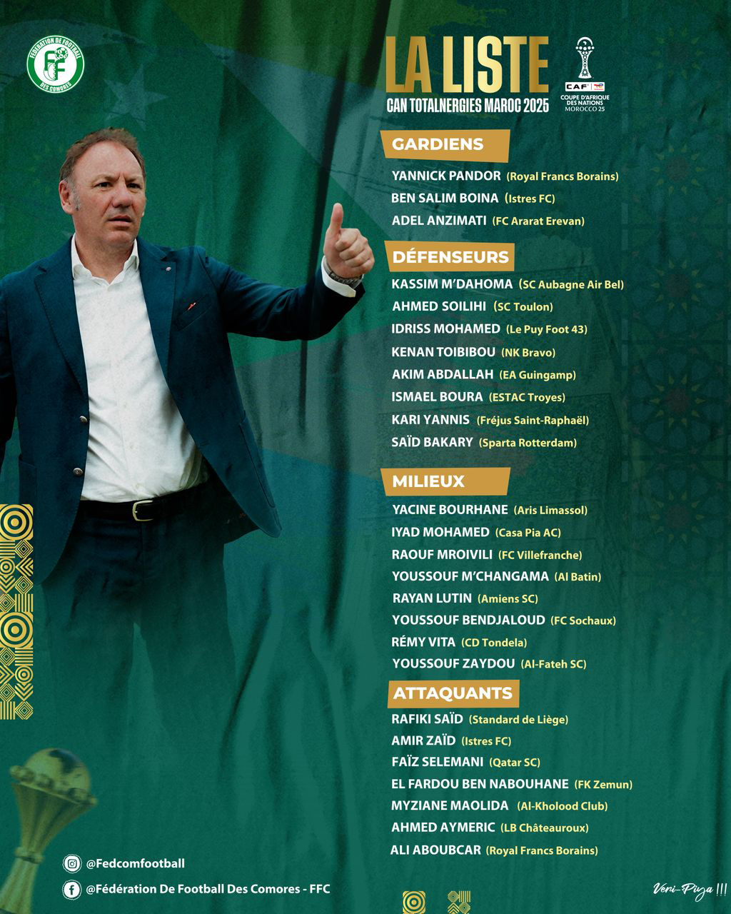 image Liste des Cœlacanthes pour la CAN 2025 :  Le choix de la constance pour Stefano Cusin