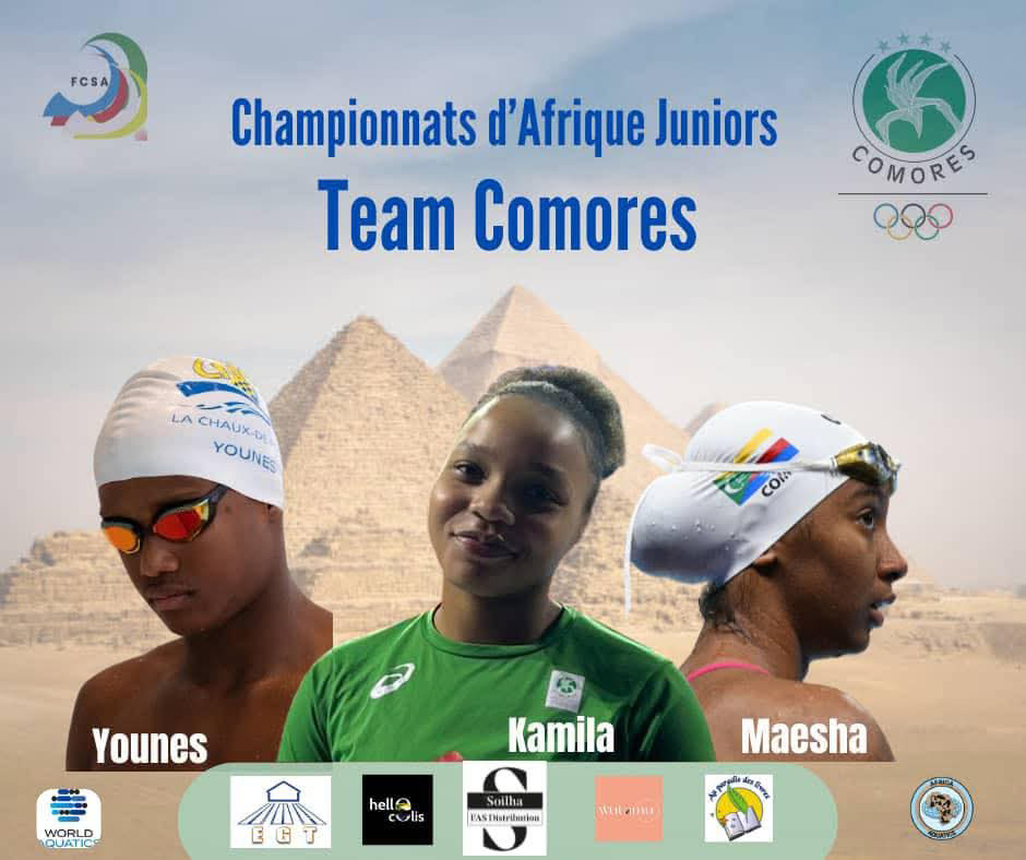 Trois jeunes nageurs au championnat d’Afrique U18