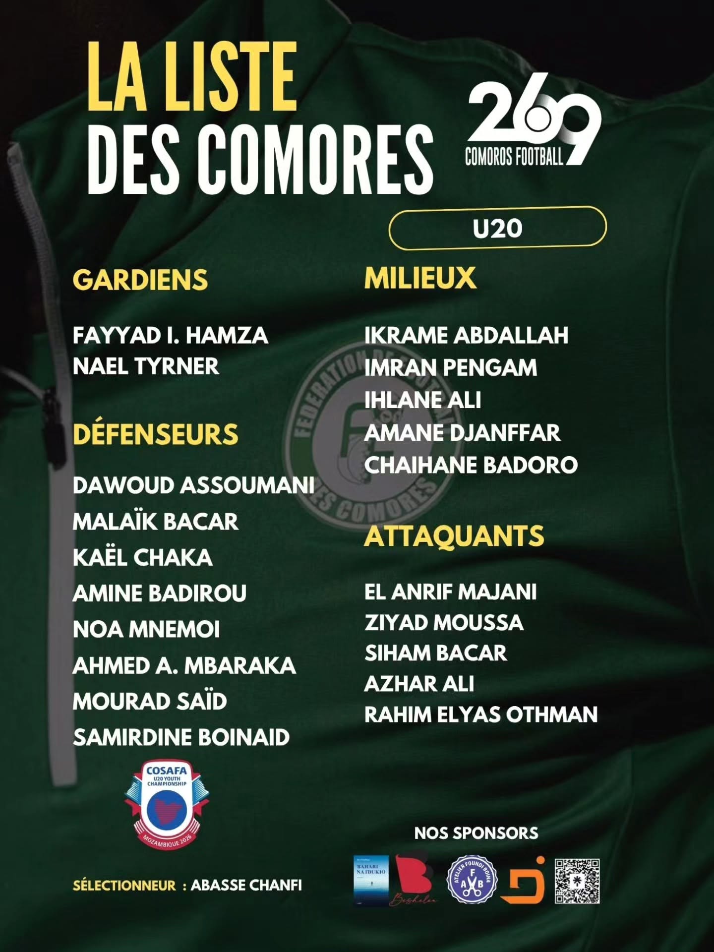 Cœlacanthes U20 : Une liste équilibrée de 20 joueurs