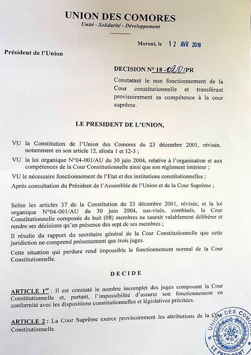 image Compétences de la cour constitutionnelle vers la cour suprême / Une décision controversée